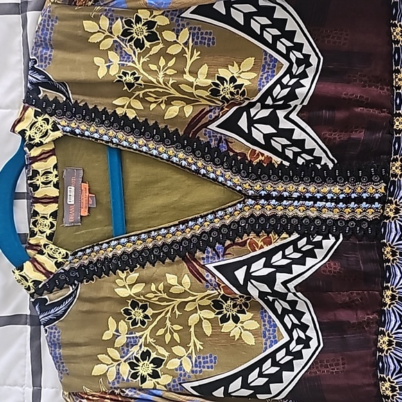 NWOT Anthropologie FALL BOHO Bhanuni by Jyoti Patterned Maxi SKY Dress - Picture 6 of 9